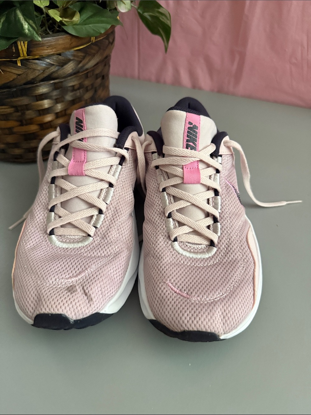 Nike Women’s Light Pink and Black Mesh Sneakers
